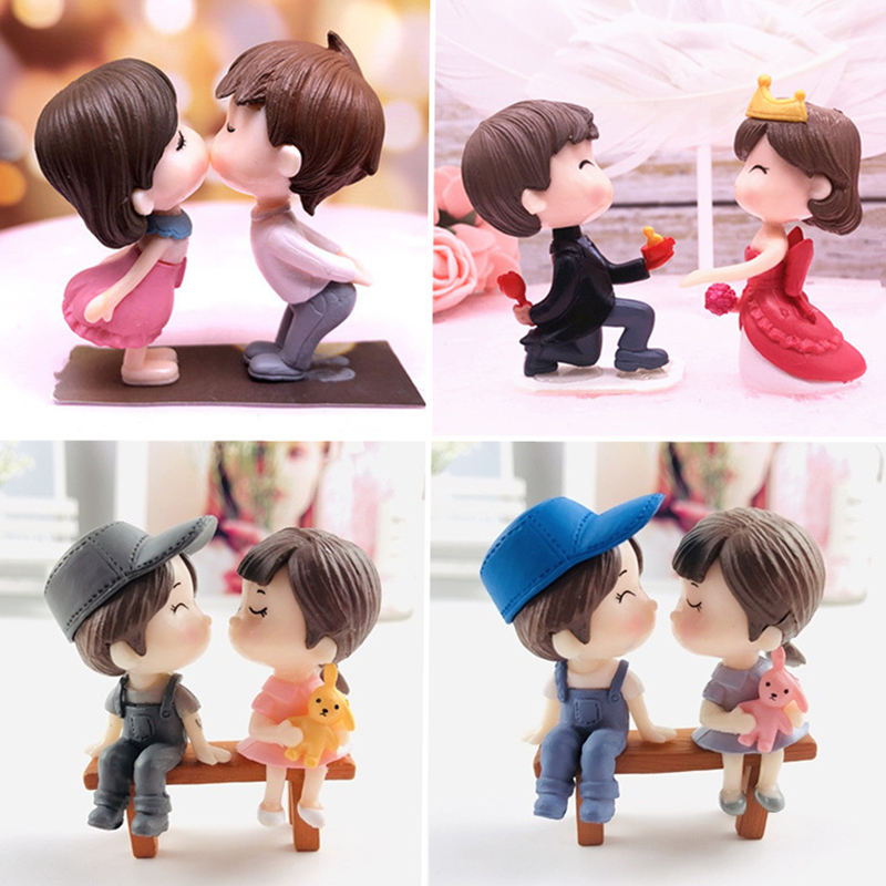 情人节蛋糕装饰情侣亲嘴娃娃求婚