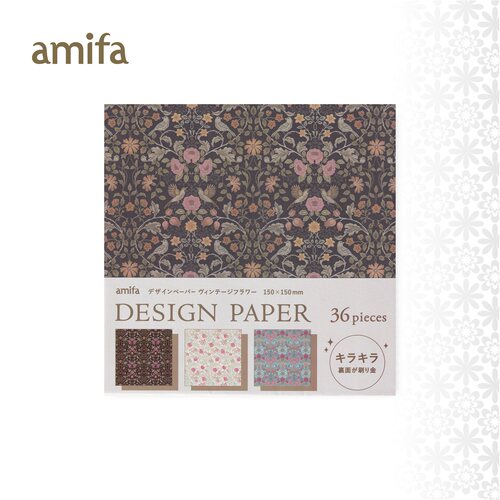 代购日本amifa折纸碎花小花印金水彩儿童手工纸千纸鹤材料正方形