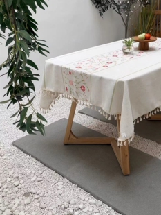绣花棉麻面料小花小清新防水台布西餐厅台布斯堪的纳维亚流行现代