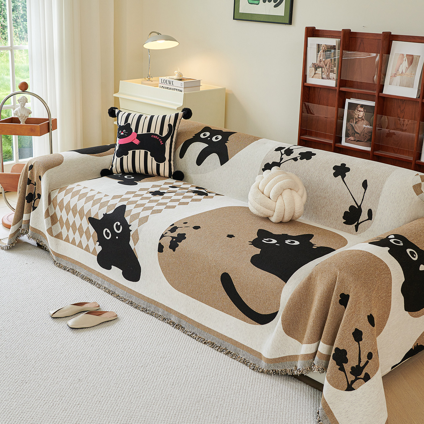 卡通沙发盖布可爱沙发盖巾毯子四季通用耐抓防滑一片防滑沙发套罩,居家布艺,沙发垫,淘宝优惠券,粉丝福利购,淘宝优惠卷