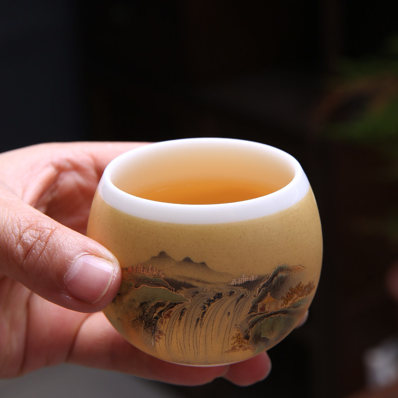 个人茶杯套装礼物白瓷单杯主人杯礼盒品茗茶杯陶瓷情侣对杯主人杯