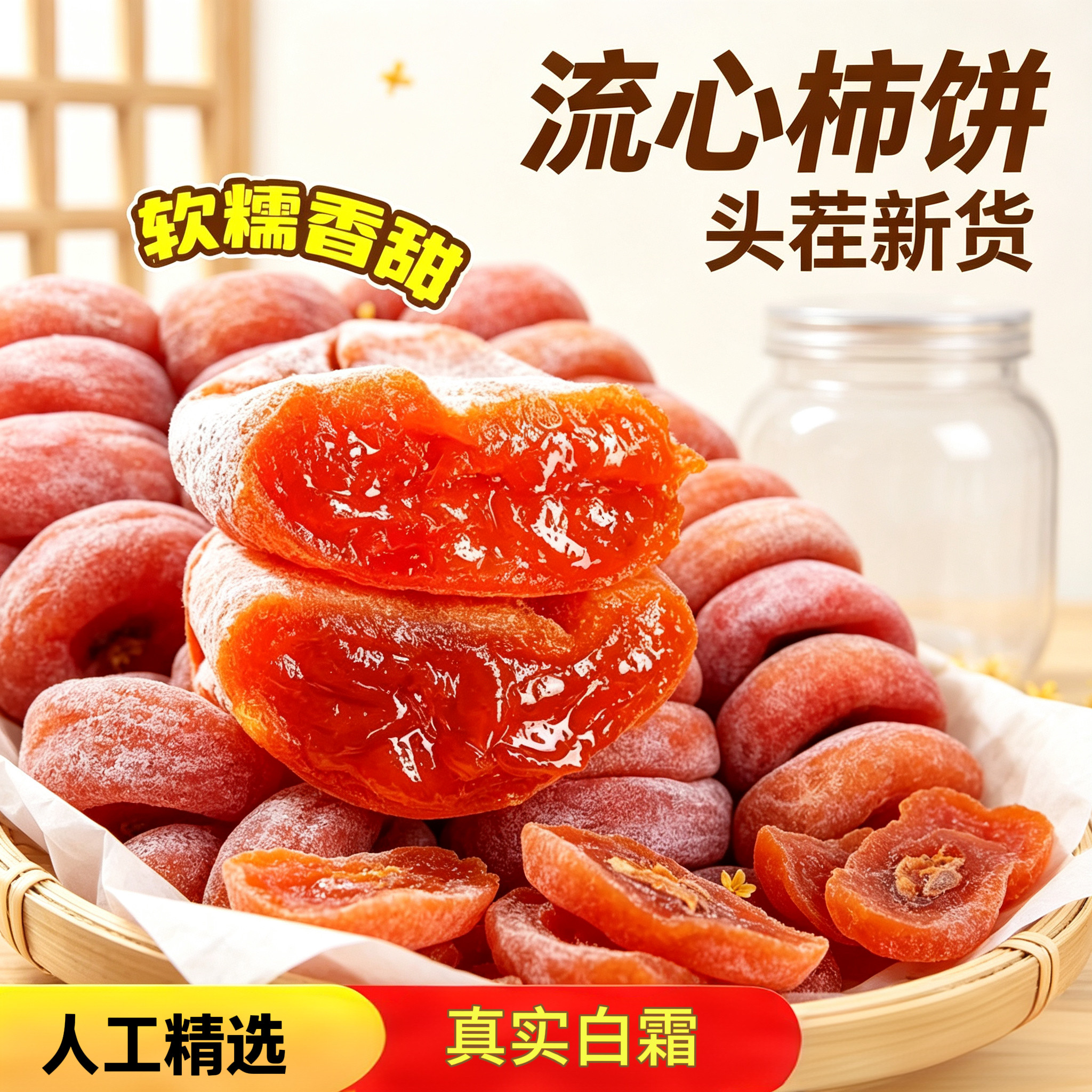 正宗陕西富平柿饼头茬新货官方旗舰店霜降农家手工糖心柿饼特产