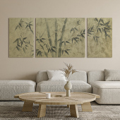 客厅装 挂画沙发背景墙三联画侘寂风简约现代纯手绘油画 饰画新中式