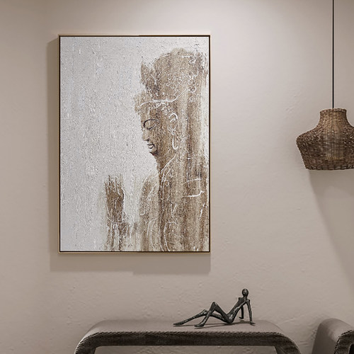 纯手绘新中式禅意佛像装饰油画