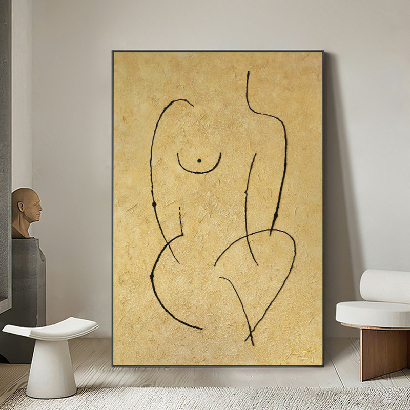 忒派TeiPai手绘油画卧室《她》简约现代装饰画抽象人体艺术挂画