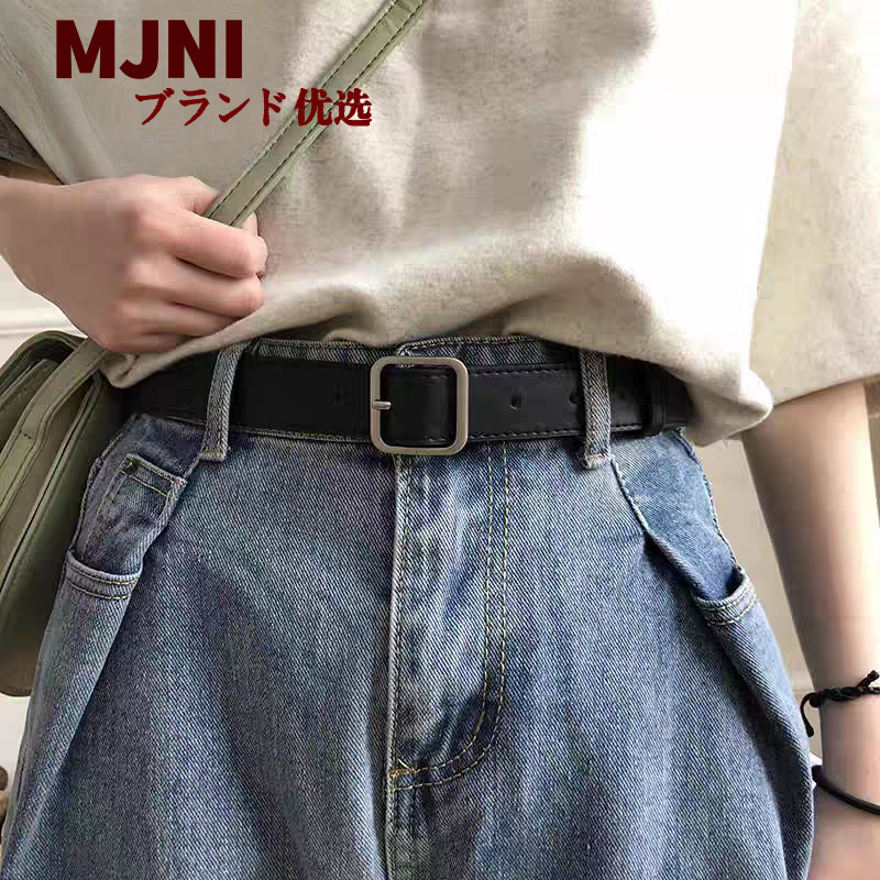 日本2025日本凹造型pu方扣腰带男女通用宽皮带chic学生韩国时尚in