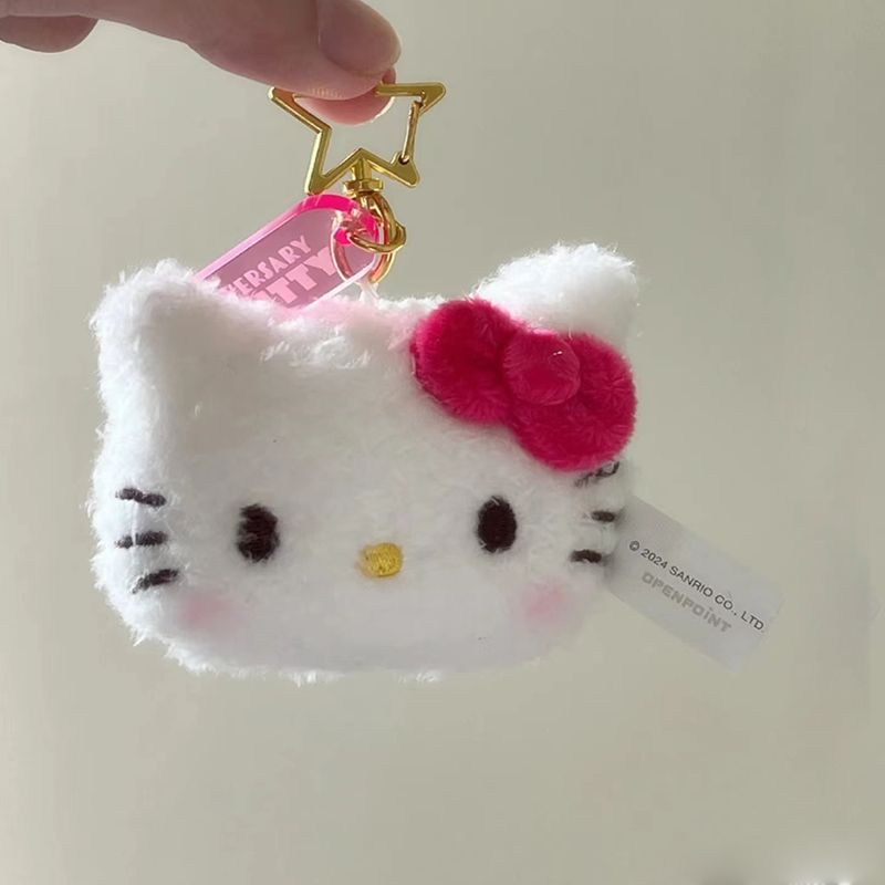 台湾新品星星扣hellokitty书包挂件可爱猫头包包钥匙扣毛绒公仔