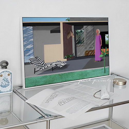 北欧小众艺术装饰画David Hockney咖啡厅ins摆画现代简约卧室挂画
