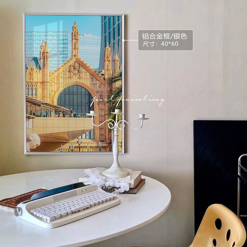 港画澳门街景北欧装饰画客厅沙发背景墙挂画房间床头摆画建筑壁画图片