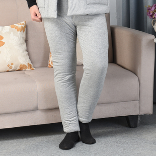 纯棉花男士加厚高腰保暖裤中老年居家贴身内穿宽松棉裤爸爸装长裤