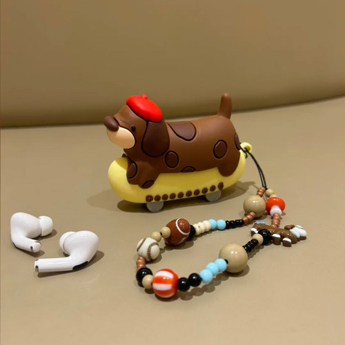 滑板腊肠狗适用AirPods4代耳机壳硅胶苹果AirPodsPro3代无线蓝牙盒airpod软小众Pro2代防摔Pro3三代高级4代女