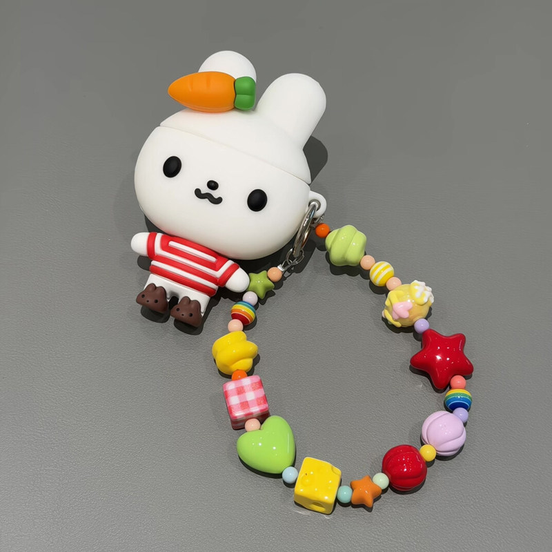 可爱兔子适用airpods4保护套airpodspro3耳机壳苹果蓝牙耳机套airpodspro2盒华强北7代pro7无线air7硅胶3代二