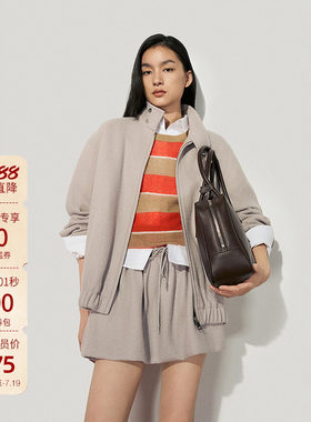 OCHIRLY欧时力 羊毛呢外套女夹克保暖休闲运动风早春新品