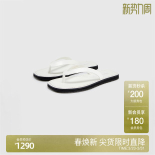 新品 OCHIRLY欧时力 2025夏季 女人字拖撞色时尚 牛皮革100%真皮拖鞋