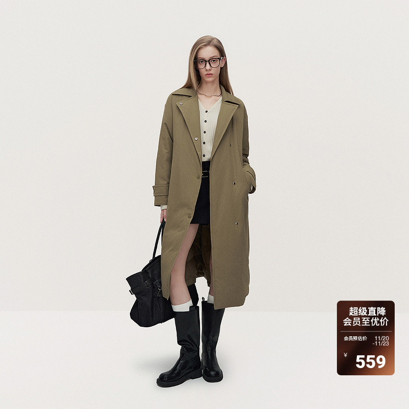 欧时力保暖长款羽绒大衣