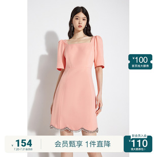 裙子泡泡袖 ochirly歐時(shí)力 連衣裙夏裝 法式 方領(lǐng)短袖 氣質(zhì)