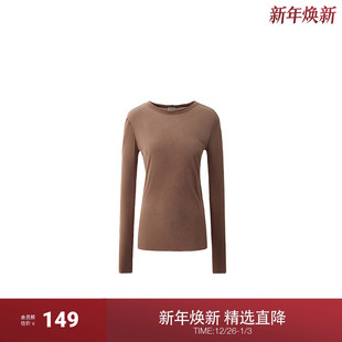 新品 女t恤上衣气质休闲秋季 100%棉无侧缝套头衫 OCHIRLY欧时力