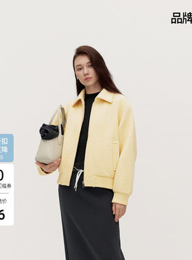 OCHIRLY欧时力 100%羊毛呢子外套女夹克衫休闲保暖秋冬新品