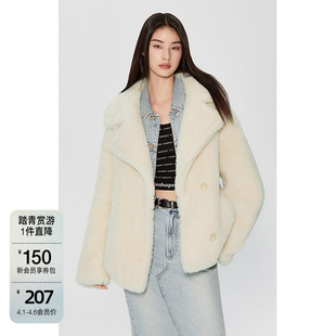 中长款 高级环保皮草 欧时力 大衣软糯保暖 外套女冬装