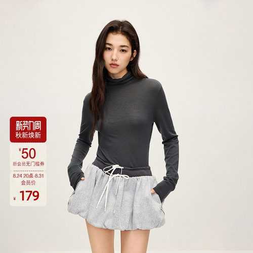 OCHIRLY欧时力 澳大利亚100%美丽诺羊毛高领毛衣女秋冬