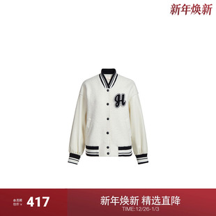 复古撞色 早春美式 ochirly欧时力 学院风棒球夹克外套女2024新款