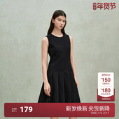 ochirly欧时力 新品 立体压褶无袖 连衣裙女A字背心裙显瘦2025夏季