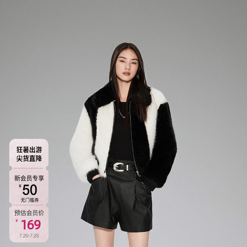 【高级环保皮草】欧时力 仿狐狸毛外套女冬装软糯保暖