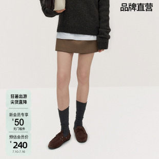 OCHIRLY欧时力 中腰裙裤短裤女裤子通勤别致时尚休闲秋冬