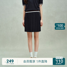 OCHIRLY欧时力 撞色条纹百褶针织半身裙女短裙学院风2025夏季新品