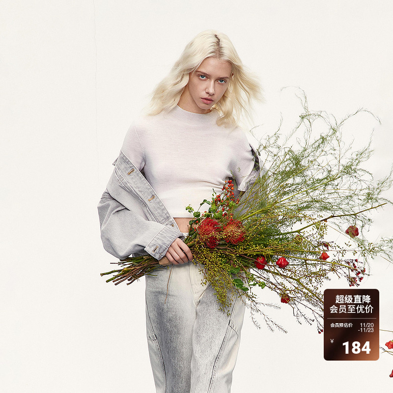 【可机洗澳大利亚100%羊毛】ochirly欧时力无缝一体高领针织25春