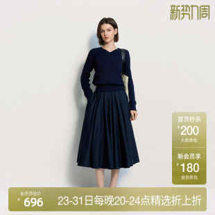 新品 A字显瘦2025春季 假两件针织连衣裙拼接长款 OCHIRLY欧时力