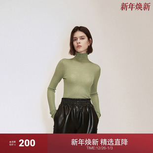 新品 OCHIRLY欧时力 100%澳大利亚羊毛毛衣女高领软糯保暖2024秋季