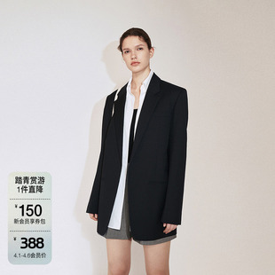 OCHIRLY欧时力 外套女2024秋季 新品 羊毛精纺呢可拆卸假两件西装