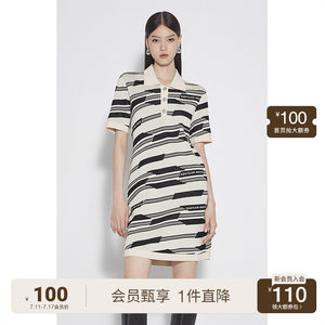 ochirly欧时力 薄短袖针织连衣裙夏装纯棉Polo领通勤休闲