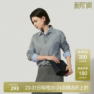 新品 女上衣内搭休闲透气2025春季 Polo领套头针织衫 OCHIRLY欧时力