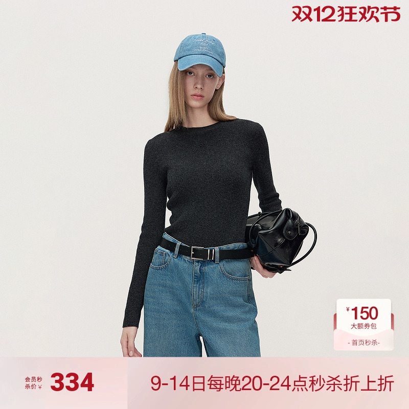 【可机洗100%羊绒衫】OCH.欧时力毛衣针织上衣套头内搭25春新款