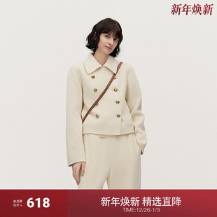 OCHIRLY欧时力 澳大利亚100%美丽诺羊毛高支双面呢外套女24秋新品