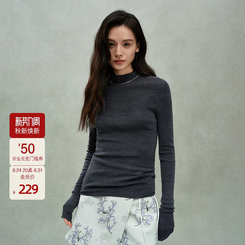 【可机洗100%美丽诺羊毛】OCH.欧时力120支毛衣无缝一体春新品