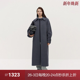 外套插肩简约2025秋冬新品 OCHIRLY欧时力 纯羊毛双面呢大衣女长款