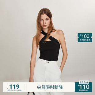 两面穿透气 氧气衫 醋酸纱针织背心女 ochirly欧时力2024新款 春装