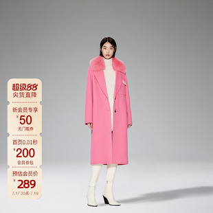 【高奢大衣】欧时力 澳洲羊毛双面呢外套女冬可拆狐狸毛领