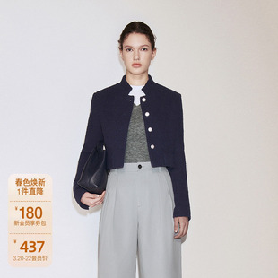 OCHIRLY欧时力 小香风立领短外套女复古高级感法式2024秋季新品