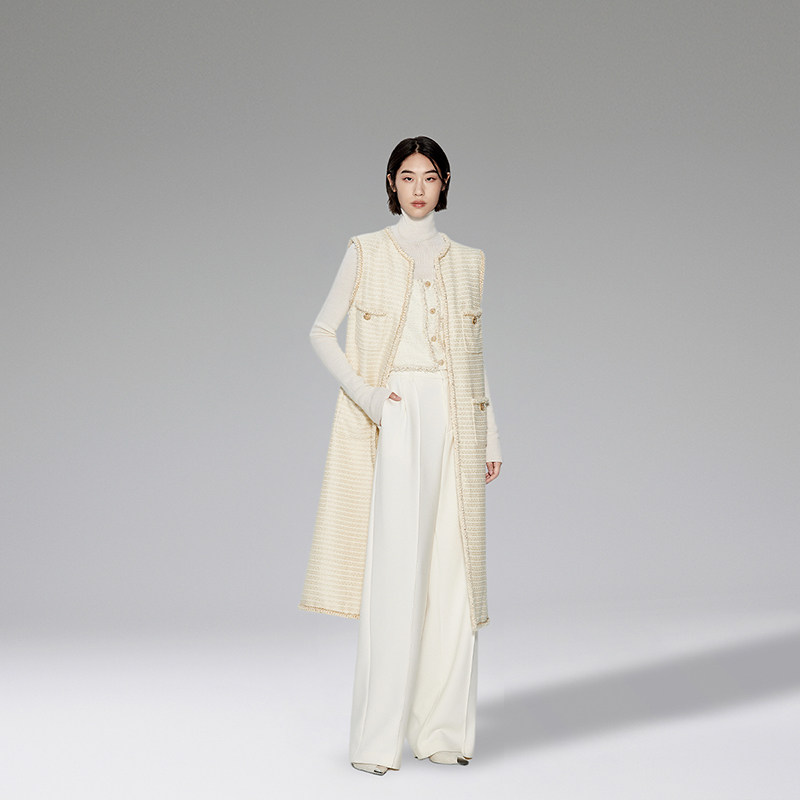 ochirly欧时力花式纱小香风马甲外套女秋冬长款手工织带,女装/女士精品,马夹,淘宝优惠券,粉丝福利购,淘宝优惠卷