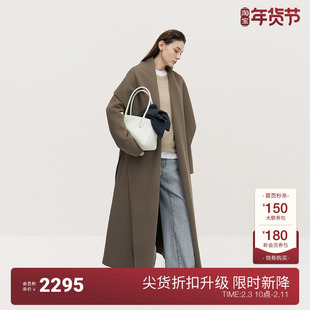 OCHIRLY欧时力 美丽诺羊毛呢料大衣女外套配腰带保暖冬季新品