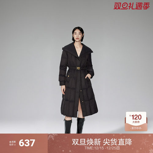 ochirly欧时力长款翻领羽绒大衣