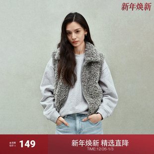 新品 ochirly欧时力 轻盈环保皮草马甲外套女拉链两穿领2025春季