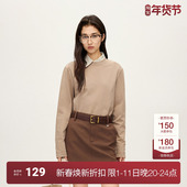 t恤女上衣纯色气质高级休闲秋冬新品 OCHIRLY欧时力 100%棉长袖