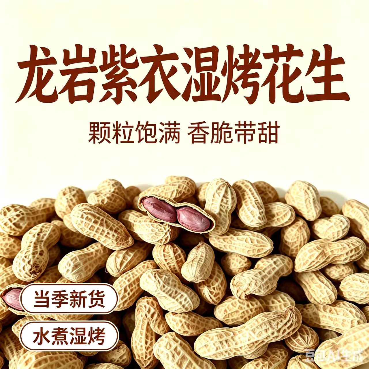 龙岩紫皮湿烤花生带壳当季新货正宗福建龙岩特产紫衣水煮湿烤花生