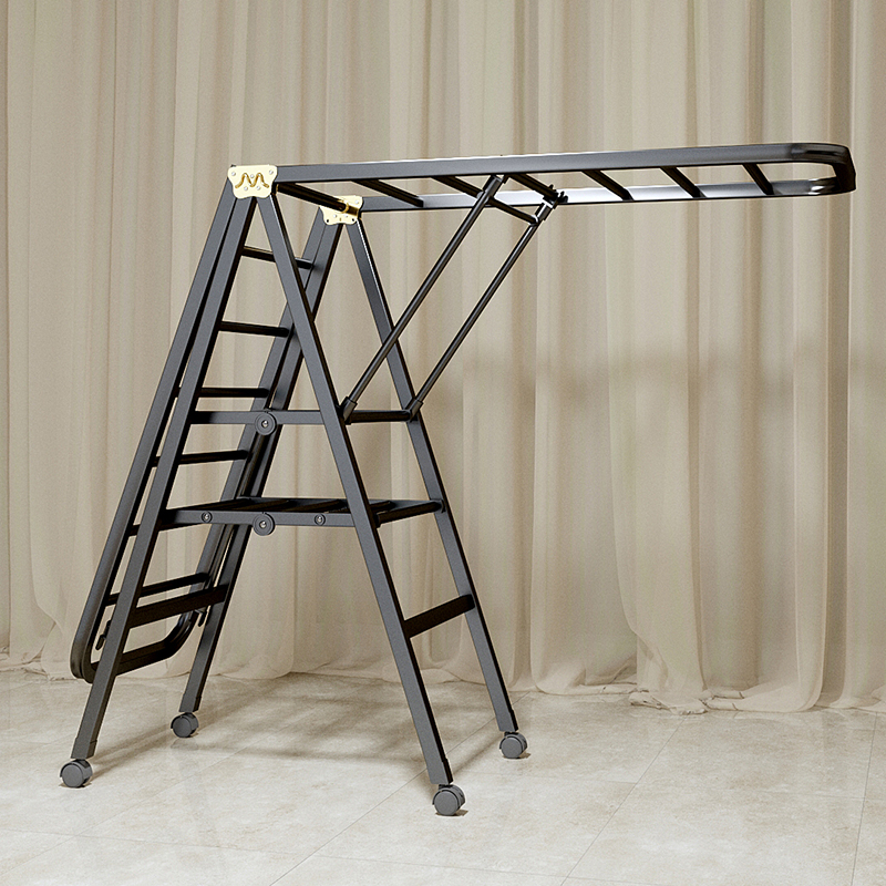 便携式折叠晾衣架落地室内家用阳台晒衣架多功能挂衣杆晒被子神器