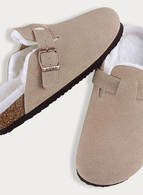 Comwarm Fur Lined Clogs For Women Men Winter Fuzzy Cork Slip